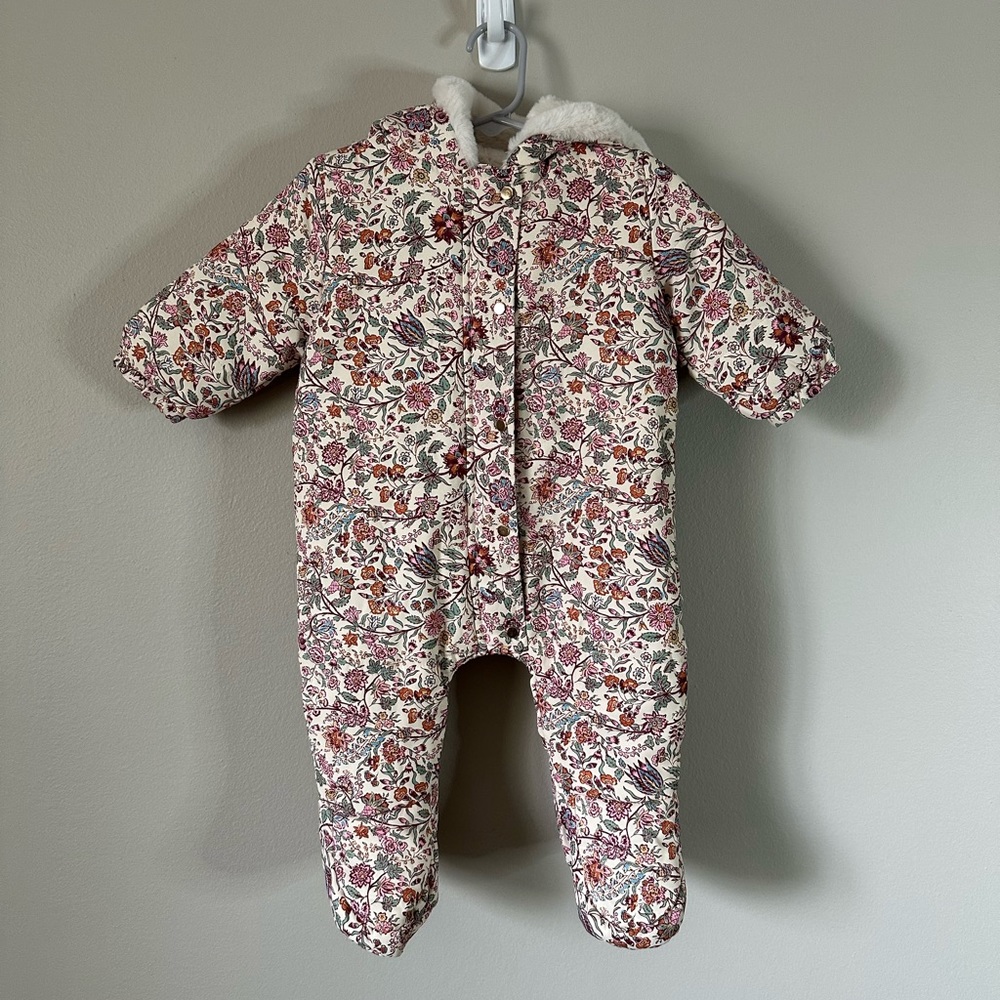 Louise Misha Drisella Water Repellent Baby Snowsuit Cream Savage Garden 9 months